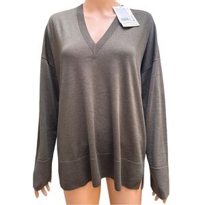 COS Wool Long Sleeve Top in Dark Olive Small NWT
